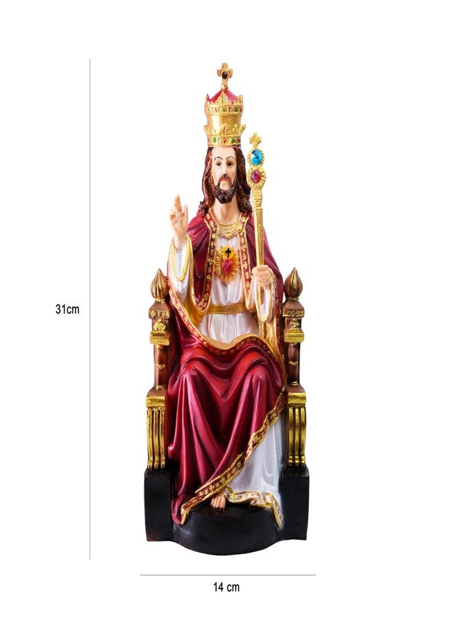 Newven تمثال المسيح الملك من الرخام الصناعي من نيوڤن، هدية مسيحية، ديكور منزلي، قطعة فنية رائعة للطاولة والجدار، هدية مثالية للمنزل الجديد أو الزفاف أو ذكرى الزواج، متعدد الألوان، 14 × 15 × 31 سم - Image 3